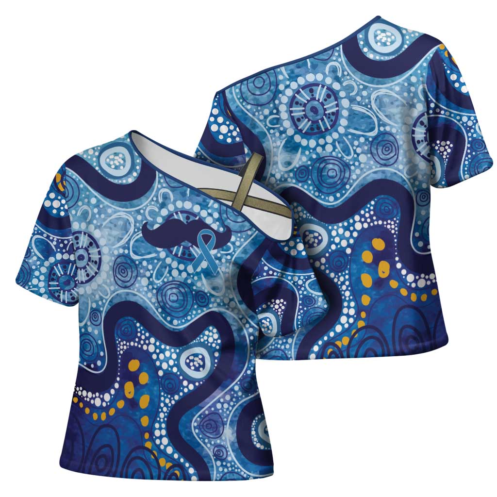 Australia Indigenous Blue Ribbon Cross Shoulder Shirt Mo Bros Mustache - Aussie Hoodie
