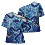 Australia Indigenous Blue Ribbon Cross Shoulder Shirt Mo Bros Mustache - Aussie Hoodie