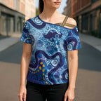 Australia Indigenous Blue Ribbon Cross Shoulder Shirt Mo Bros Mustache - Aussie Hoodie