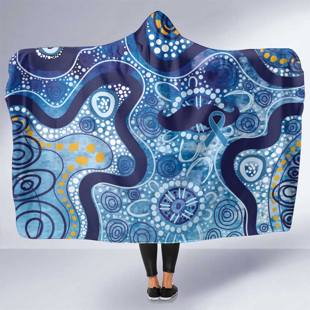 Australia Indigenous Blue Ribbon Hooded Blanket Mo Bros Mustache - Aussie Hoodie