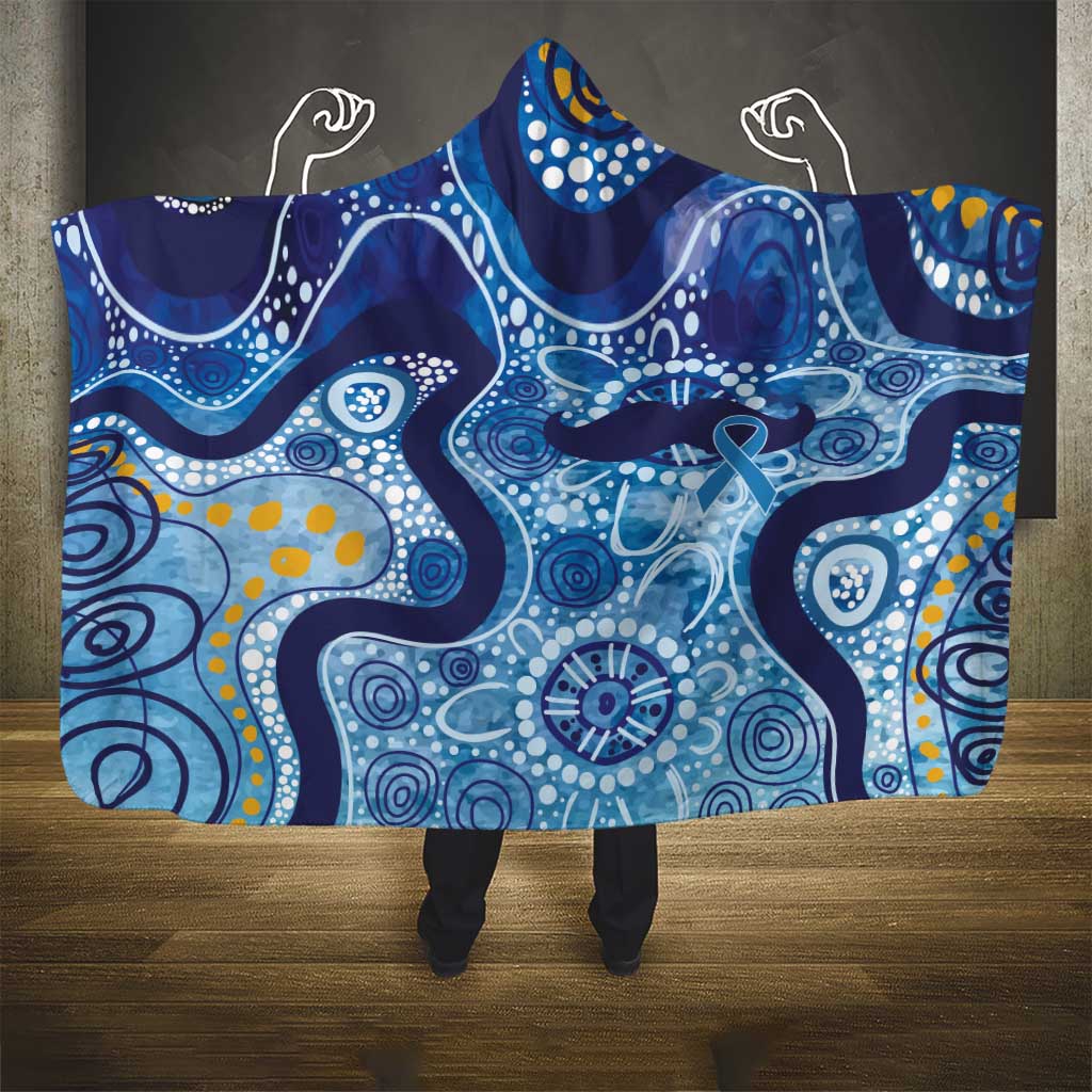Australia Indigenous Blue Ribbon Hooded Blanket Mo Bros Mustache - Aussie Hoodie