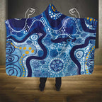 Australia Indigenous Blue Ribbon Hooded Blanket Mo Bros Mustache - Aussie Hoodie