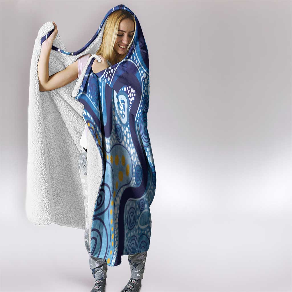 Australia Indigenous Blue Ribbon Hooded Blanket Mo Bros Mustache - Aussie Hoodie