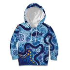 Australia Indigenous Blue Ribbon Kid Hoodie Mo Bros Mustache - Aussie Hoodie