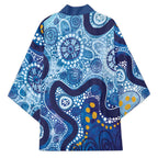 Australia Indigenous Blue Ribbon Kimono Mo Bros Mustache - Aussie Hoodie