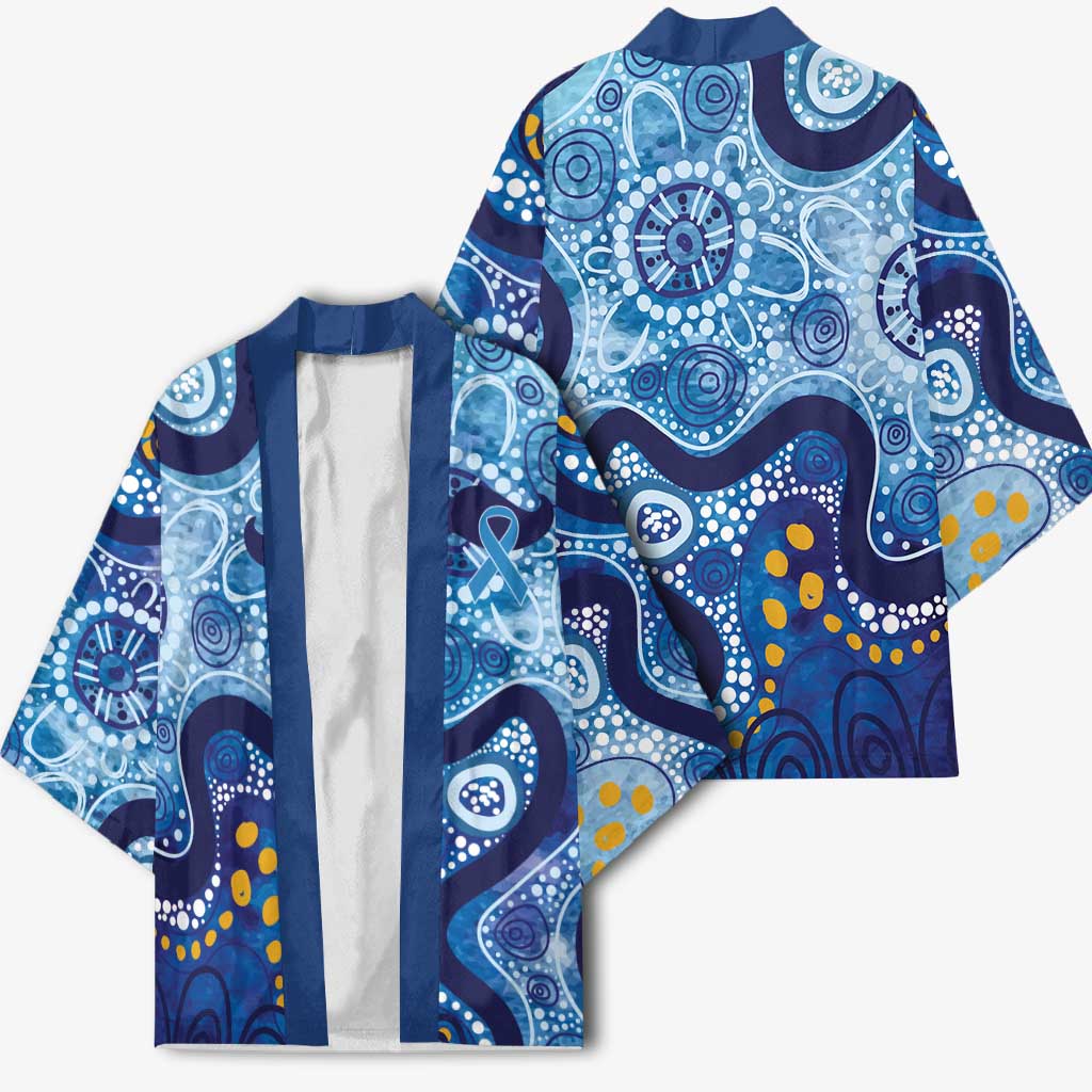 Australia Indigenous Blue Ribbon Kimono Mo Bros Mustache - Aussie Hoodie