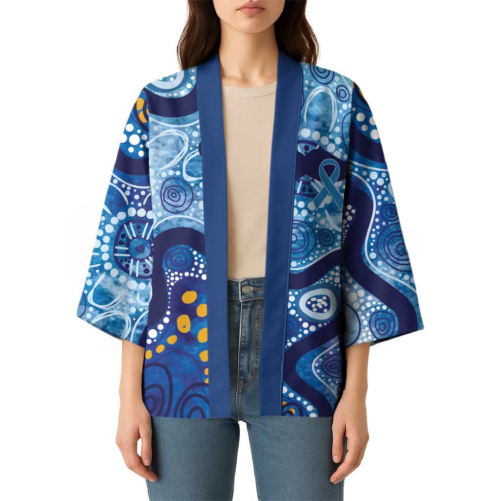 Australia Indigenous Blue Ribbon Kimono Mo Bros Mustache - Aussie Hoodie
