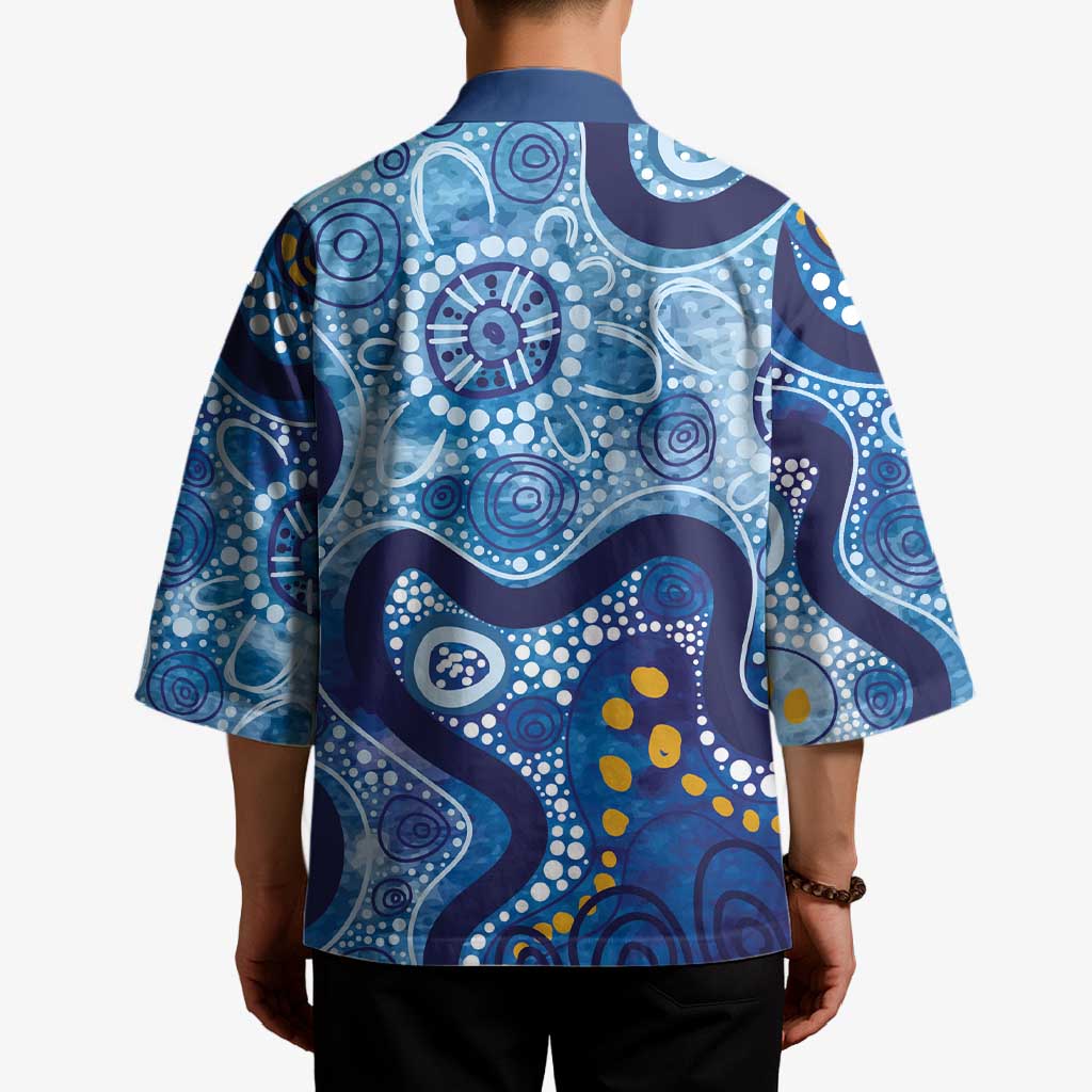 Australia Indigenous Blue Ribbon Kimono Mo Bros Mustache - Aussie Hoodie