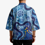 Australia Indigenous Blue Ribbon Kimono Mo Bros Mustache - Aussie Hoodie