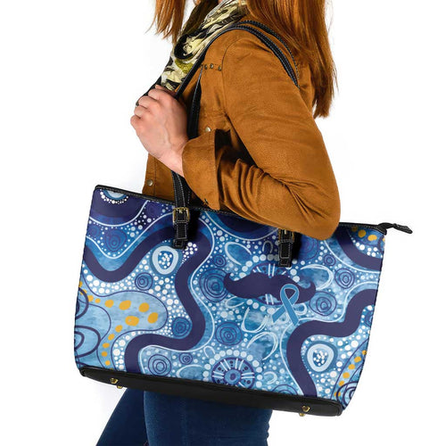 Australia Indigenous Blue Ribbon Leather Tote Bag Mo Bros Mustache - Aussie Hoodie