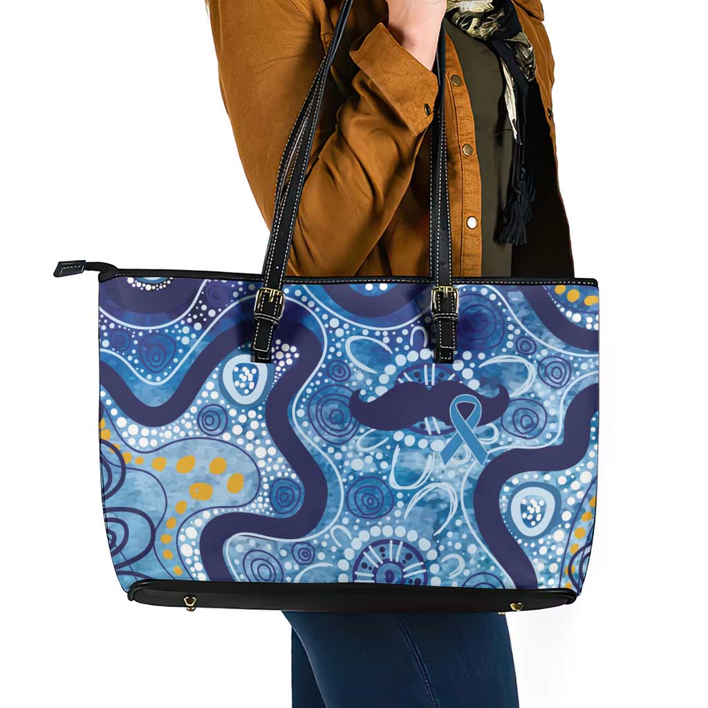 Australia Indigenous Blue Ribbon Leather Tote Bag Mo Bros Mustache - Aussie Hoodie