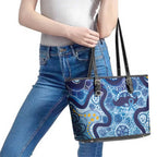 Australia Indigenous Blue Ribbon Leather Tote Bag Mo Bros Mustache - Aussie Hoodie