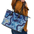 Australia Indigenous Blue Ribbon Leather Tote Bag Mo Bros Mustache - Aussie Hoodie