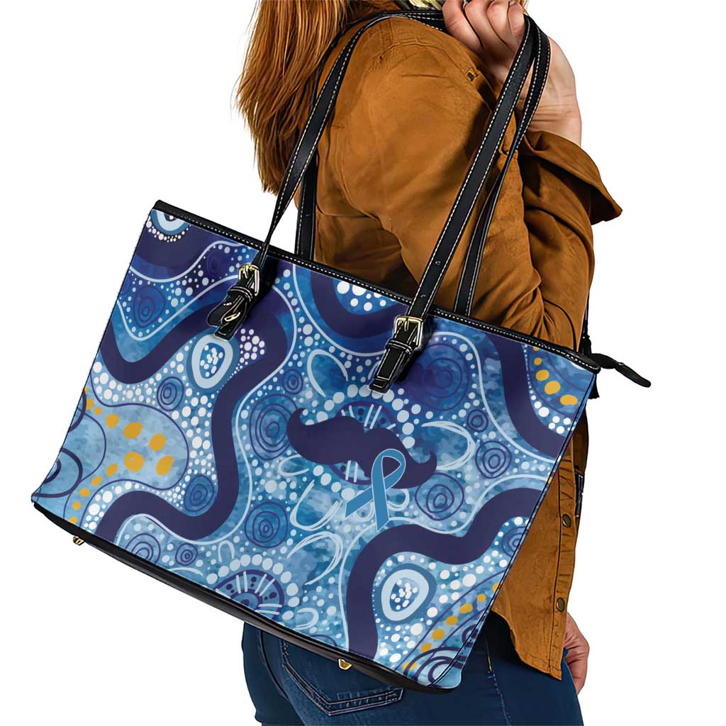 Australia Indigenous Blue Ribbon Leather Tote Bag Mo Bros Mustache - Aussie Hoodie