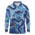 Australia Indigenous Blue Ribbon Long Sleeve Polo Shirt Mo Bros Mustache - Aussie Hoodie