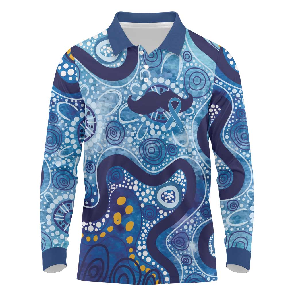 Australia Indigenous Blue Ribbon Long Sleeve Polo Shirt Mo Bros Mustache - Aussie Hoodie