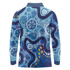 Australia Indigenous Blue Ribbon Long Sleeve Polo Shirt Mo Bros Mustache - Aussie Hoodie