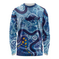 Australia Indigenous Blue Ribbon Long Sleeve Shirt Mo Bros Mustache - Aussie Hoodie