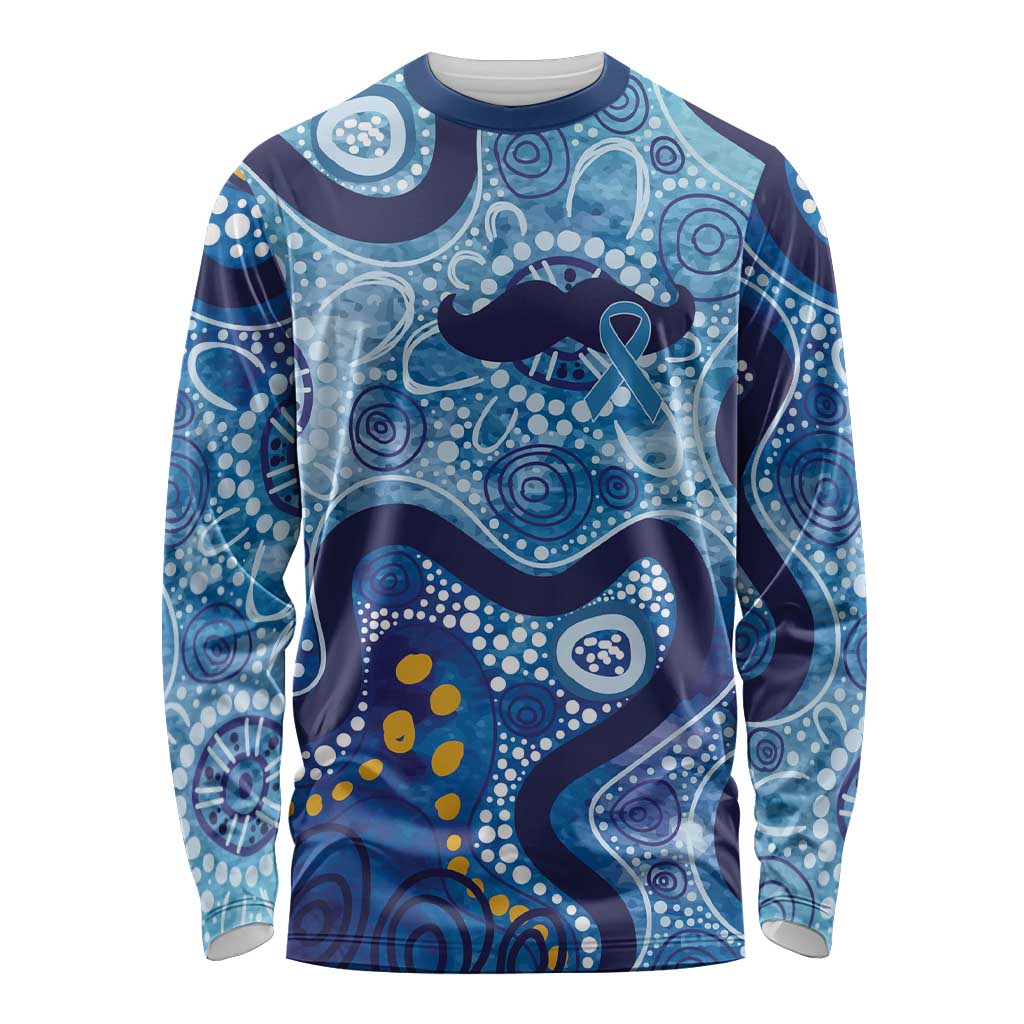Australia Indigenous Blue Ribbon Long Sleeve Shirt Mo Bros Mustache - Aussie Hoodie