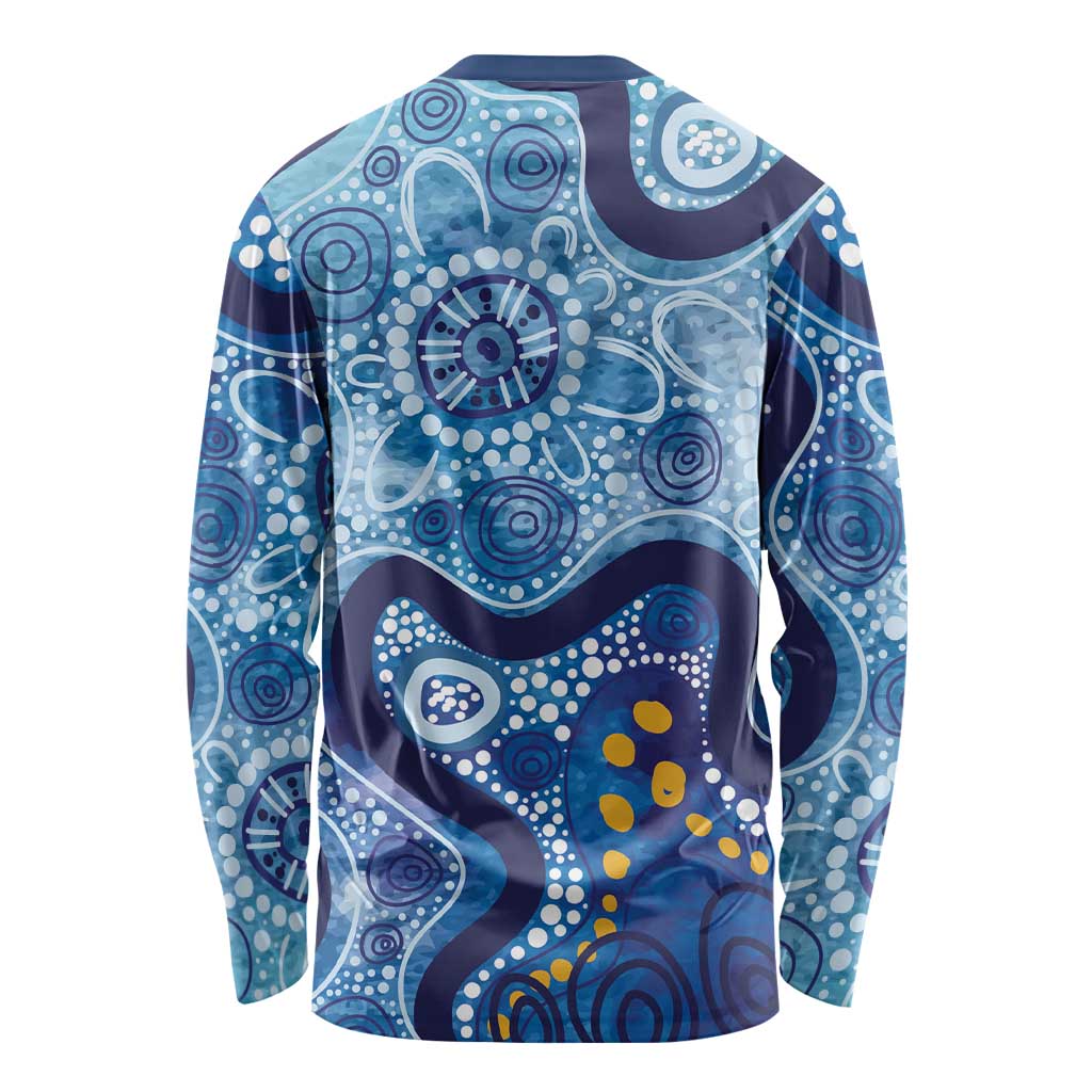 Australia Indigenous Blue Ribbon Long Sleeve Shirt Mo Bros Mustache - Aussie Hoodie