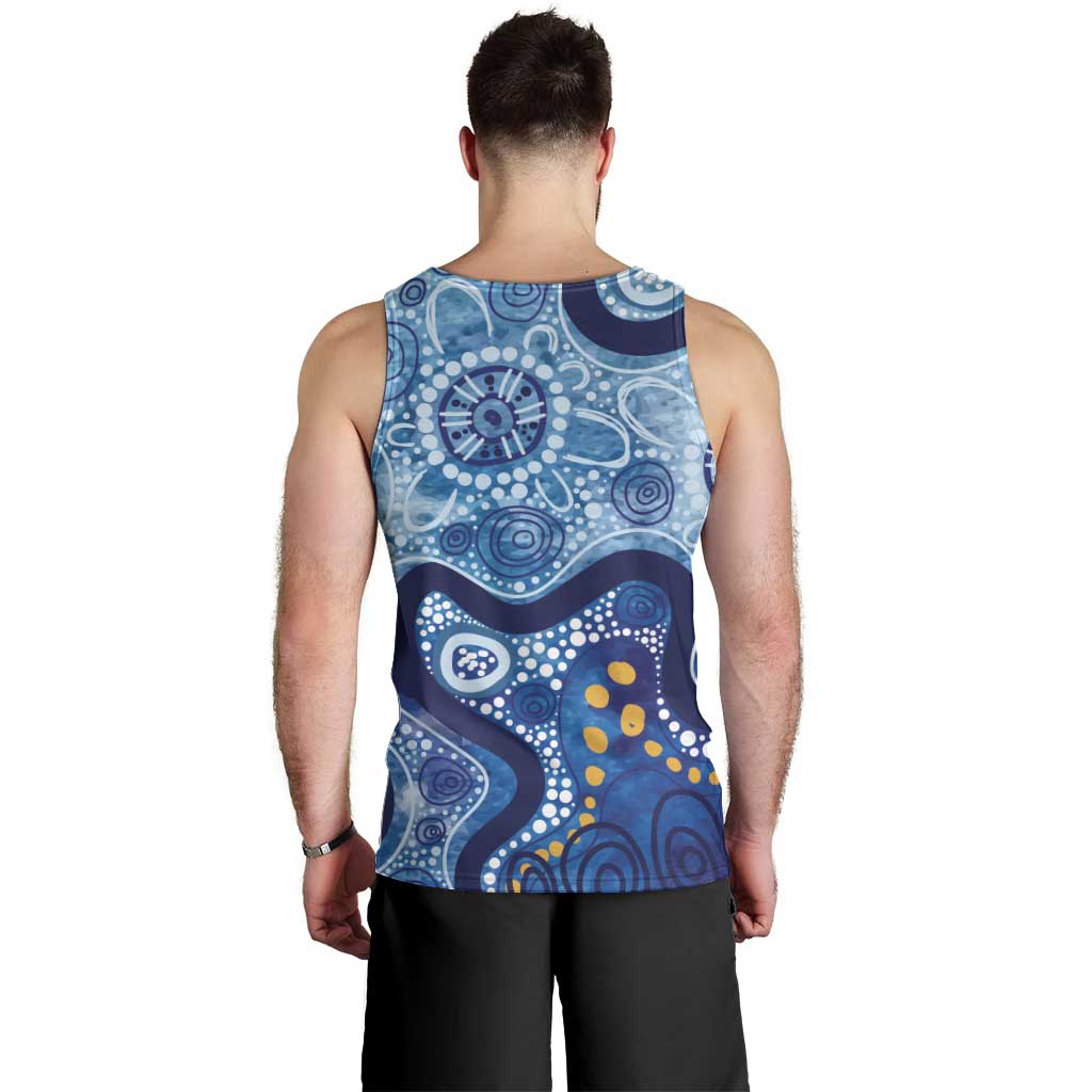 Australia Indigenous Blue Ribbon Men Tank Top Mo Bros Mustache - Aussie Hoodie