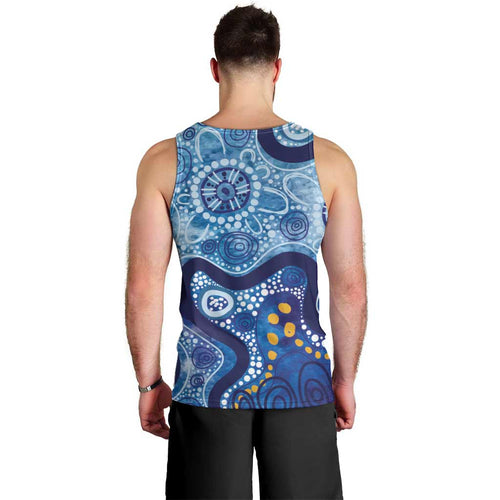 Australia Indigenous Blue Ribbon Men Tank Top Mo Bros Mustache - Aussie Hoodie