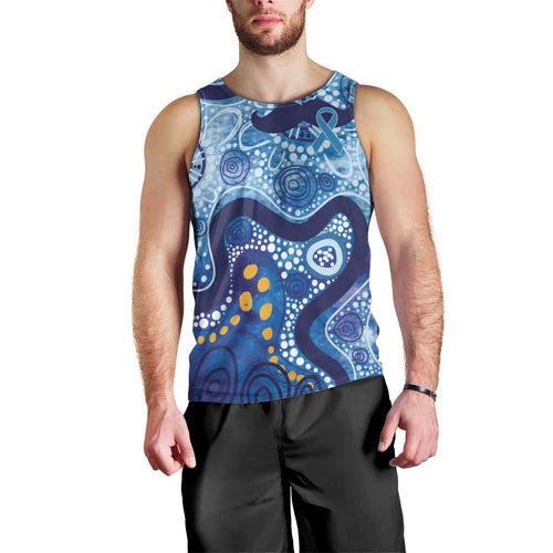 Australia Indigenous Blue Ribbon Men Tank Top Mo Bros Mustache - Aussie Hoodie