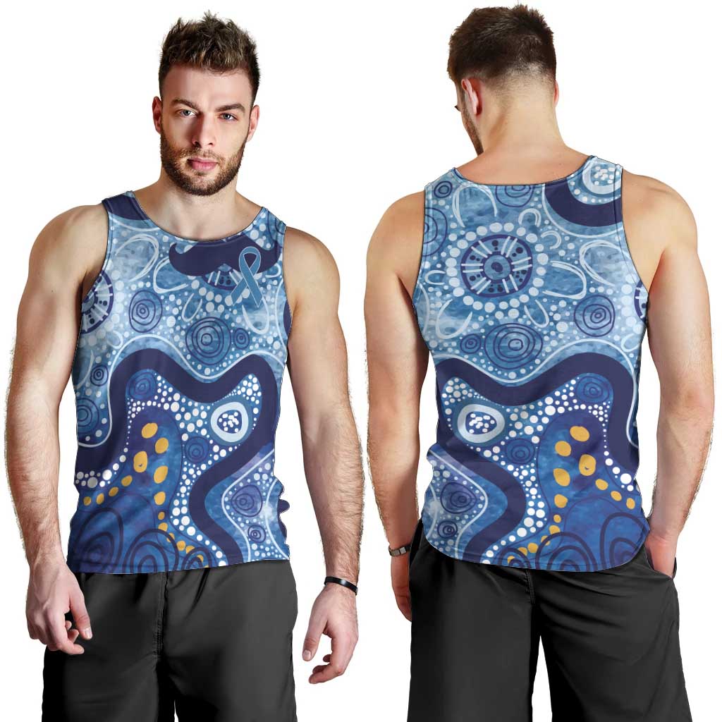 Australia Indigenous Blue Ribbon Men Tank Top Mo Bros Mustache - Aussie Hoodie