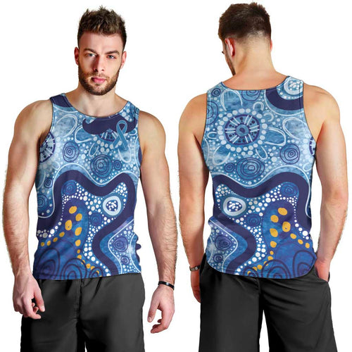 Australia Indigenous Blue Ribbon Men Tank Top Mo Bros Mustache - Aussie Hoodie
