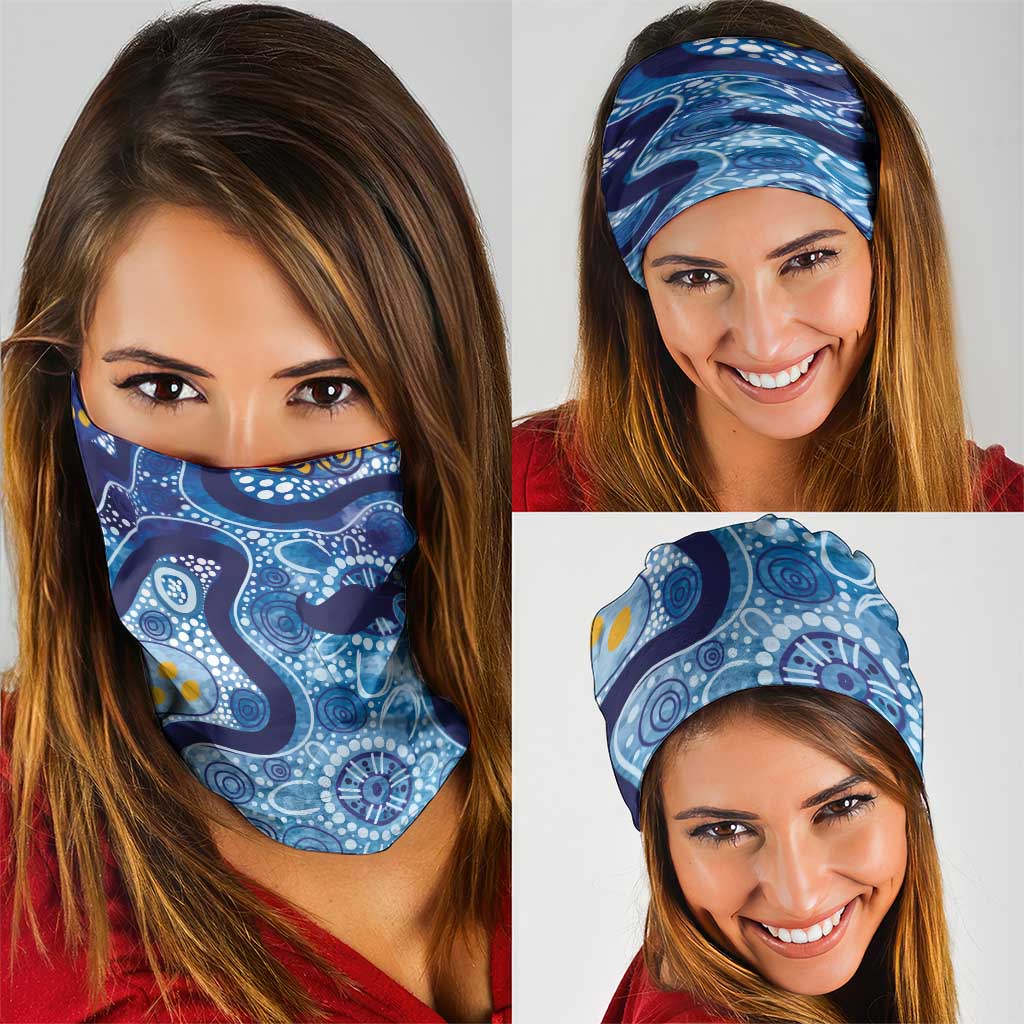 Australia Indigenous Blue Ribbon Neck Gaiter Mo Bros Mustache - Aussie Hoodie