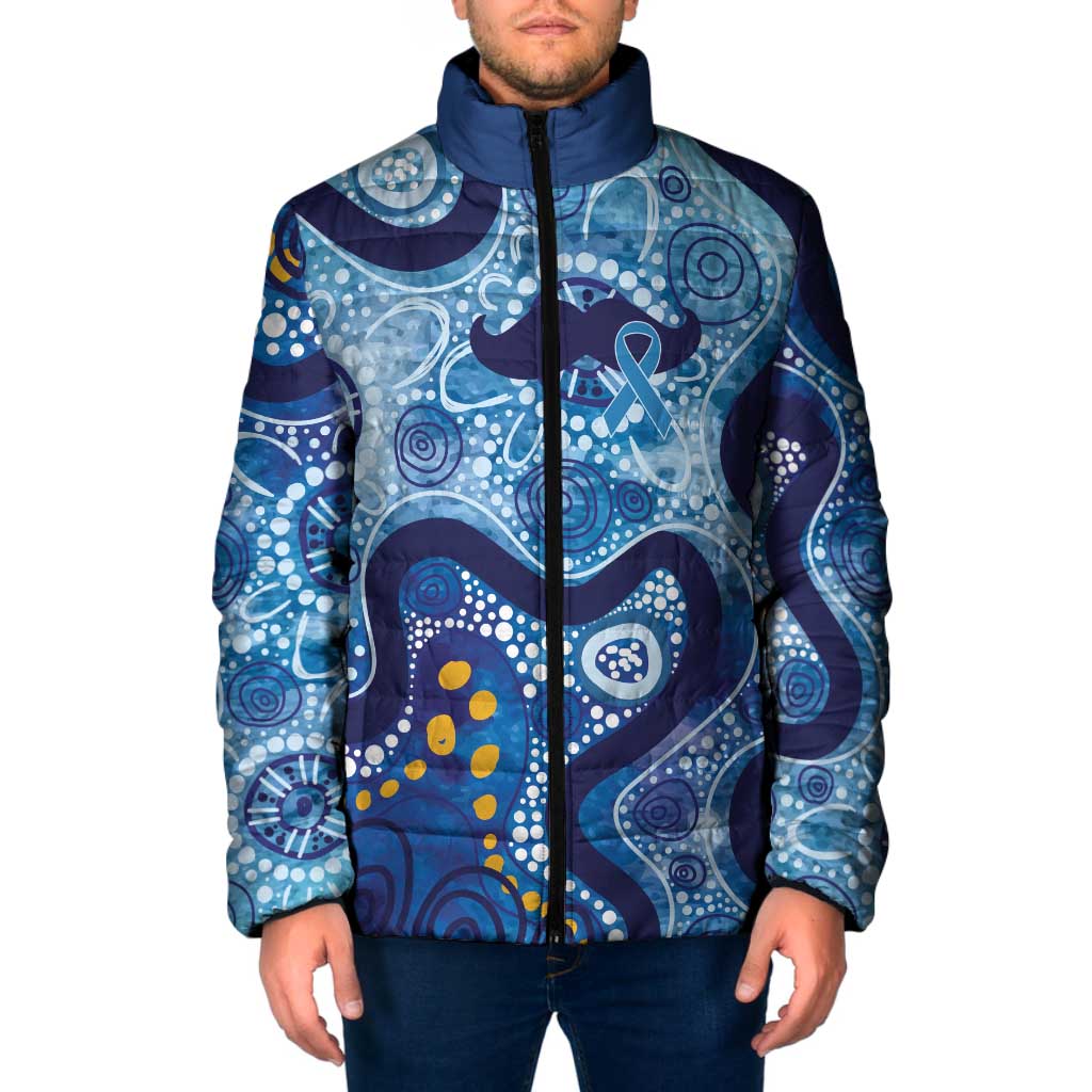 Australia Indigenous Blue Ribbon Padded Jacket Mo Bros Mustache - Aussie Hoodie