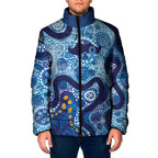 Australia Indigenous Blue Ribbon Padded Jacket Mo Bros Mustache - Aussie Hoodie