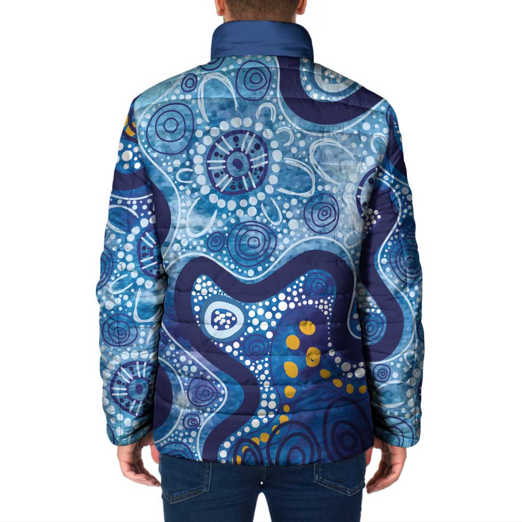 Australia Indigenous Blue Ribbon Padded Jacket Mo Bros Mustache - Aussie Hoodie