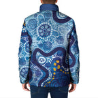 Australia Indigenous Blue Ribbon Padded Jacket Mo Bros Mustache - Aussie Hoodie