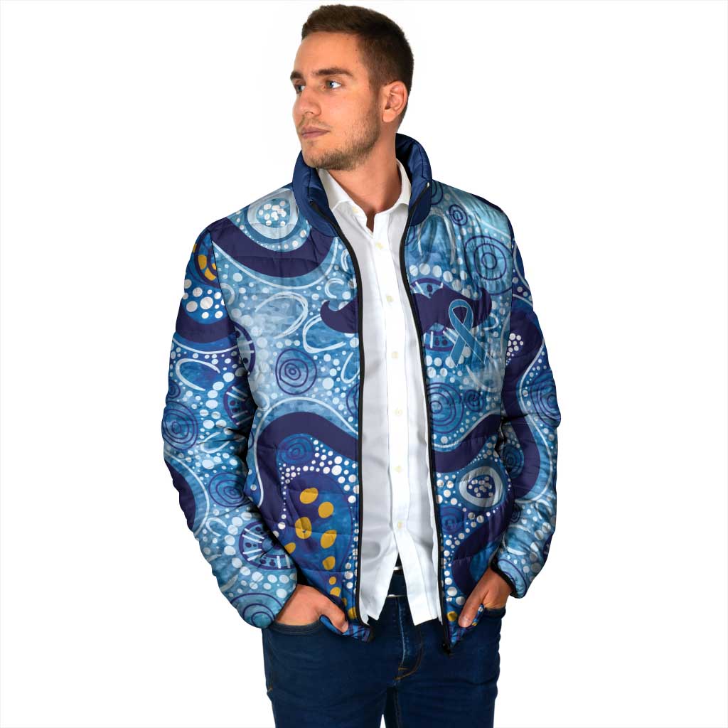 Australia Indigenous Blue Ribbon Padded Jacket Mo Bros Mustache - Aussie Hoodie