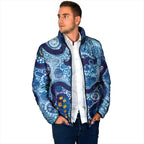 Australia Indigenous Blue Ribbon Padded Jacket Mo Bros Mustache - Aussie Hoodie