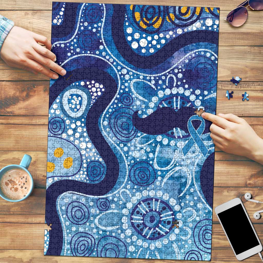 Australia Indigenous Blue Ribbon Puzzle Mo Bros Mustache - Aussie Hoodie