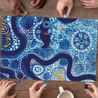 Australia Indigenous Blue Ribbon Puzzle Mo Bros Mustache - Aussie Hoodie