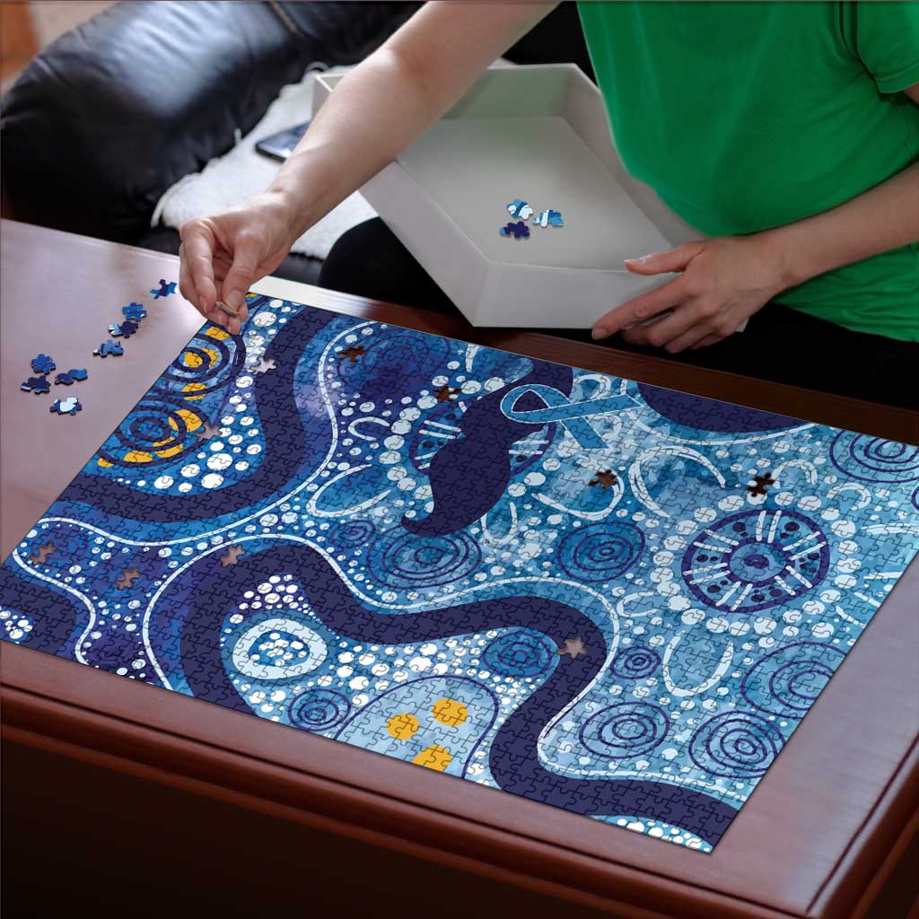 Australia Indigenous Blue Ribbon Puzzle Mo Bros Mustache - Aussie Hoodie