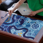 Australia Indigenous Blue Ribbon Puzzle Mo Bros Mustache - Aussie Hoodie
