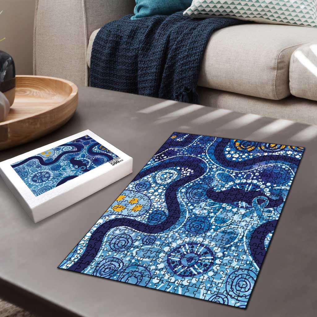 Australia Indigenous Blue Ribbon Puzzle Mo Bros Mustache - Aussie Hoodie