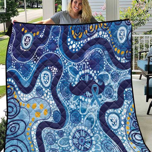 Australia Indigenous Blue Ribbon Quilt Mo Bros Mustache - Aussie Hoodie