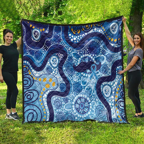 Australia Indigenous Blue Ribbon Quilt Mo Bros Mustache - Aussie Hoodie