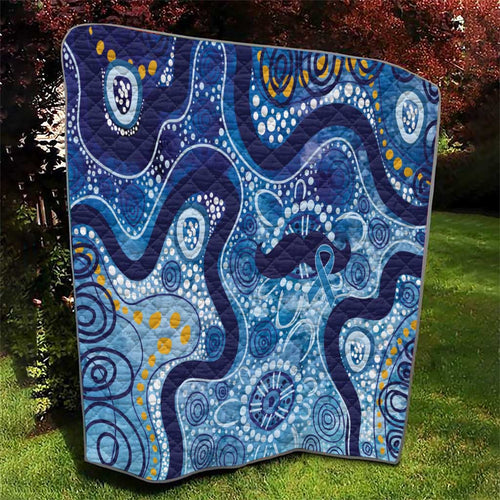 Australia Indigenous Blue Ribbon Quilt Mo Bros Mustache - Aussie Hoodie