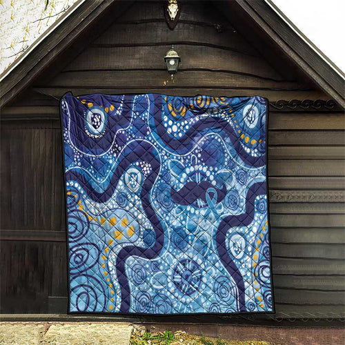 Australia Indigenous Blue Ribbon Quilt Mo Bros Mustache - Aussie Hoodie