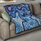 Australia Indigenous Blue Ribbon Quilt Mo Bros Mustache - Aussie Hoodie