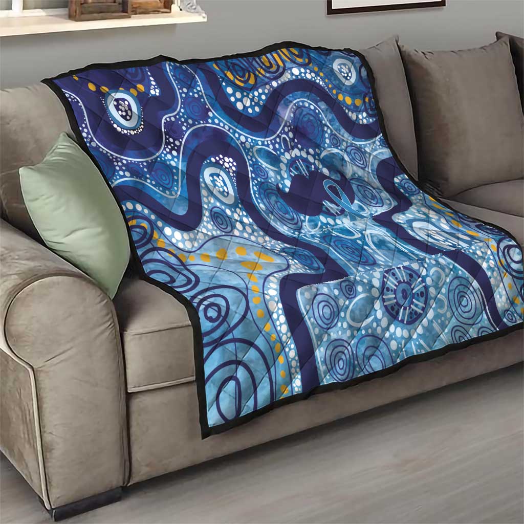 Australia Indigenous Blue Ribbon Quilt Mo Bros Mustache - Aussie Hoodie