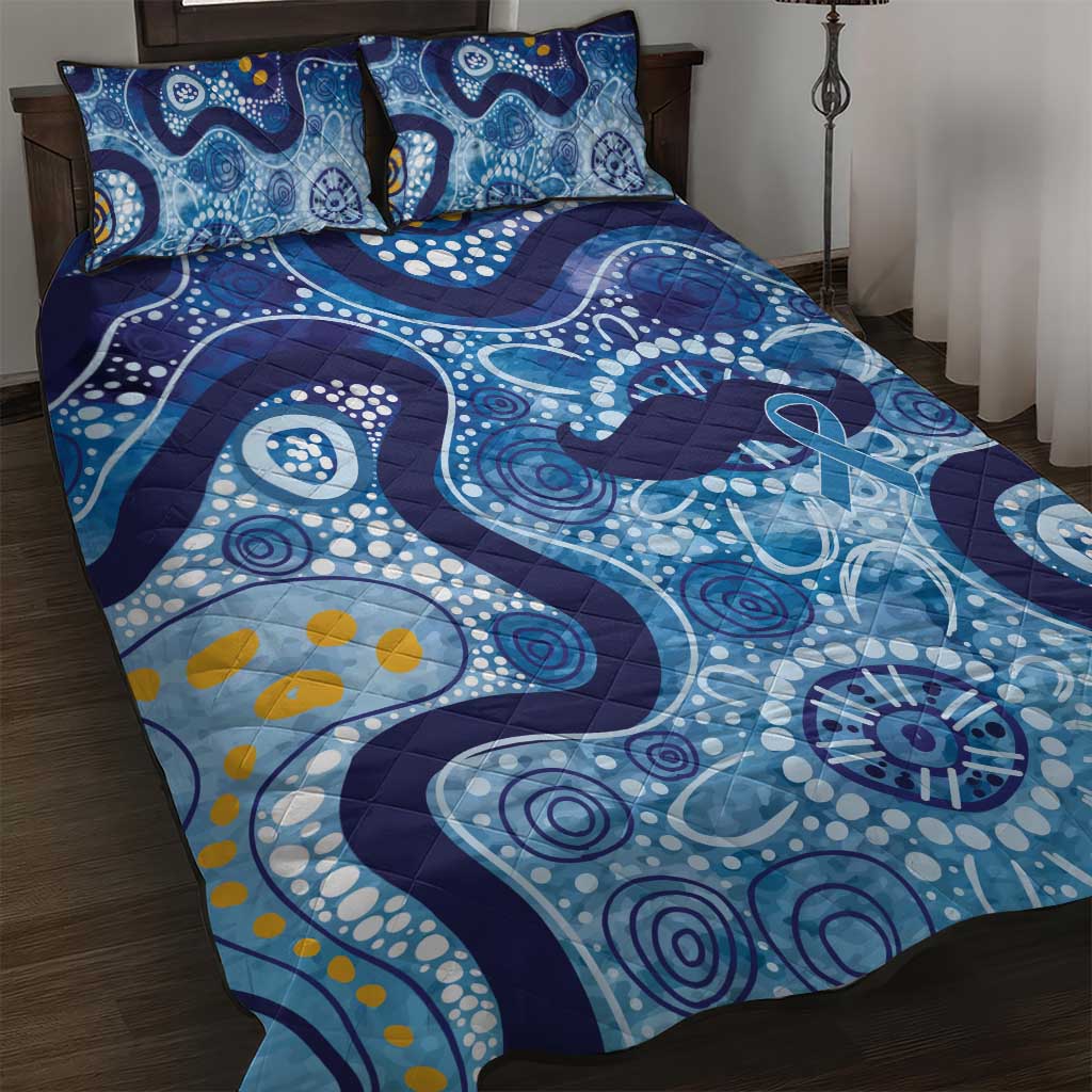 Australia Indigenous Blue Ribbon Quilt Bed Set Mo Bros Mustache - Aussie Hoodie