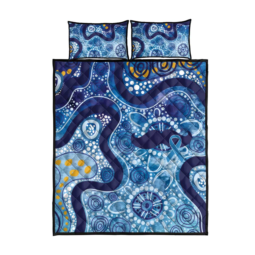 Australia Indigenous Blue Ribbon Quilt Bed Set Mo Bros Mustache - Aussie Hoodie