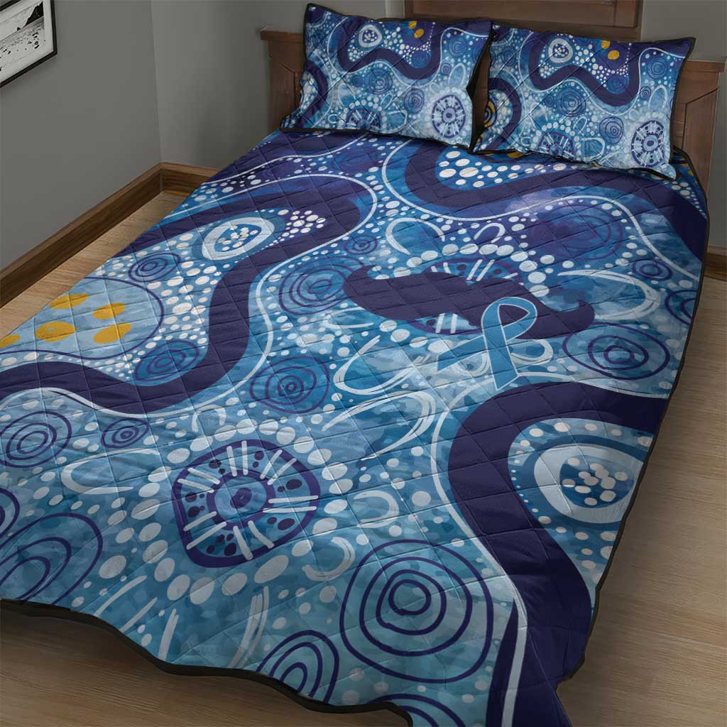 Australia Indigenous Blue Ribbon Quilt Bed Set Mo Bros Mustache - Aussie Hoodie